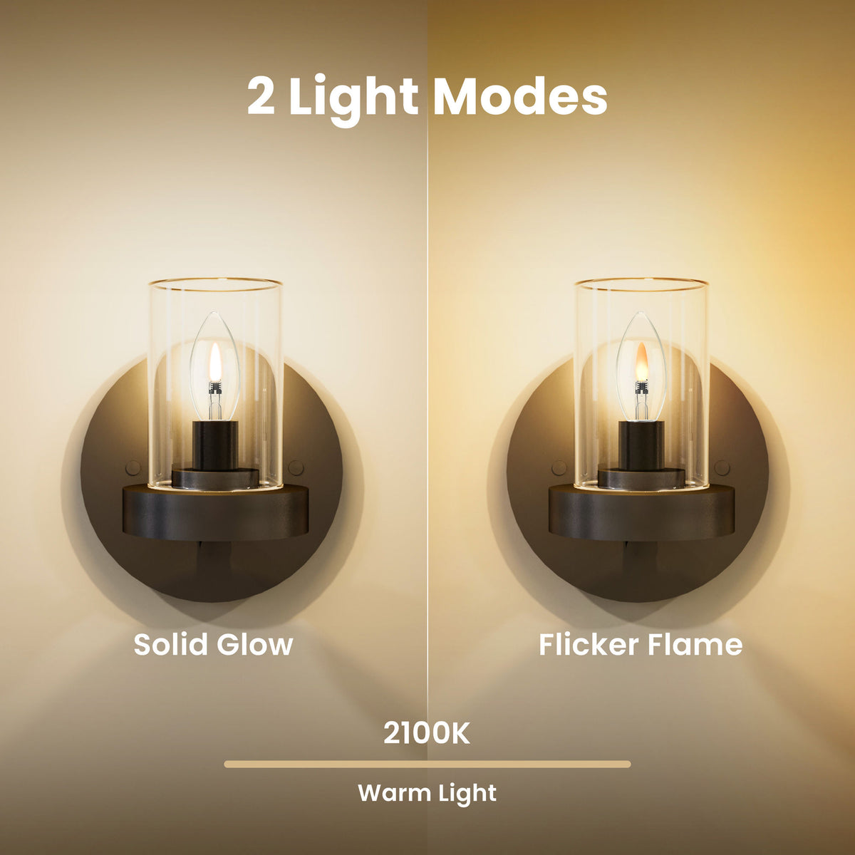 Flicker Flame LED B10 Candle Bulb E12 Base (2-Pack)