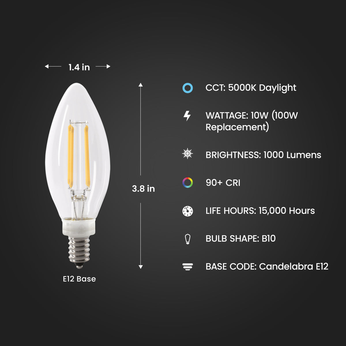 100W Replacement Blunt Tip Daylight Filament LED (2-Pack)
