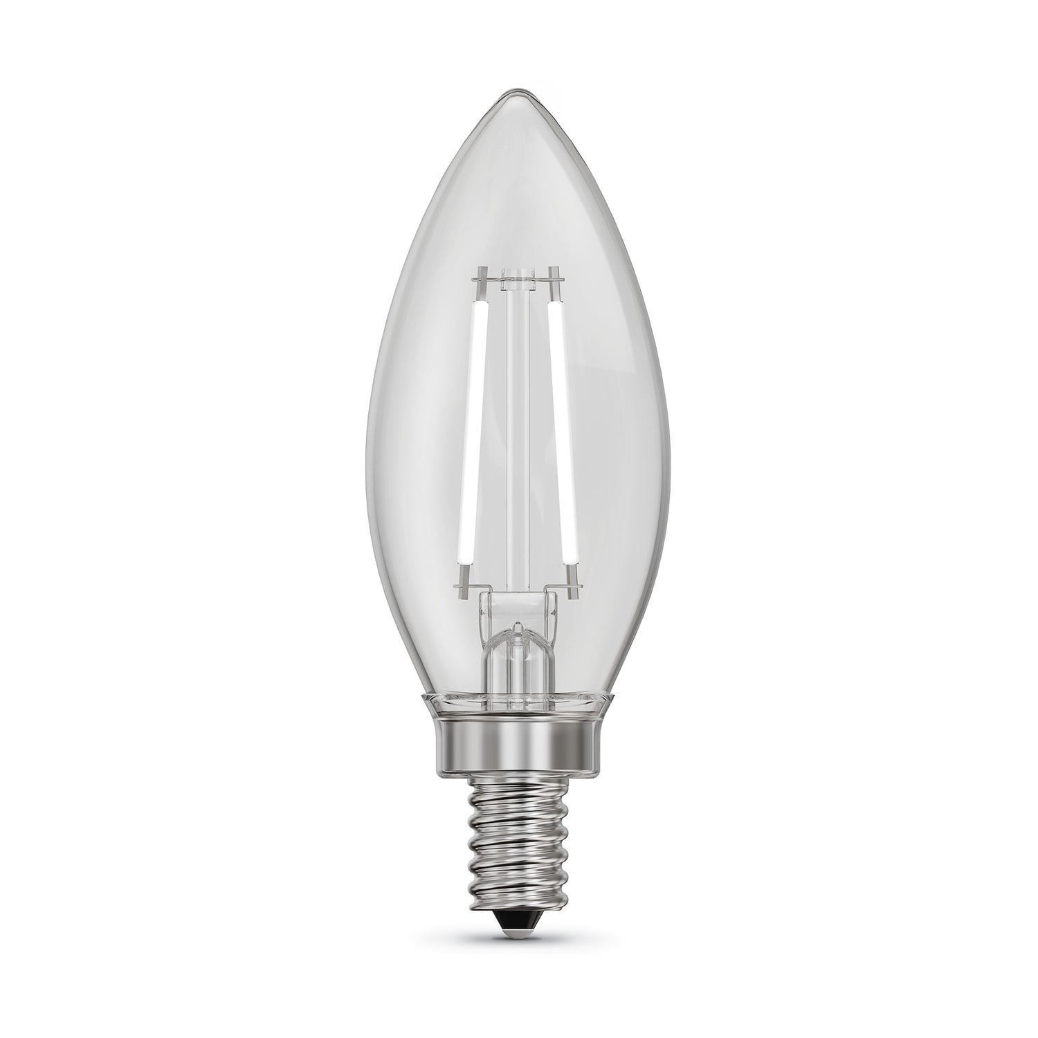 10W (100W Equivalent) Daylight (5000K) B10 Shape (E12 Base) Torpedo Tip LED Exposed White Filament Bulb (2-Pack)