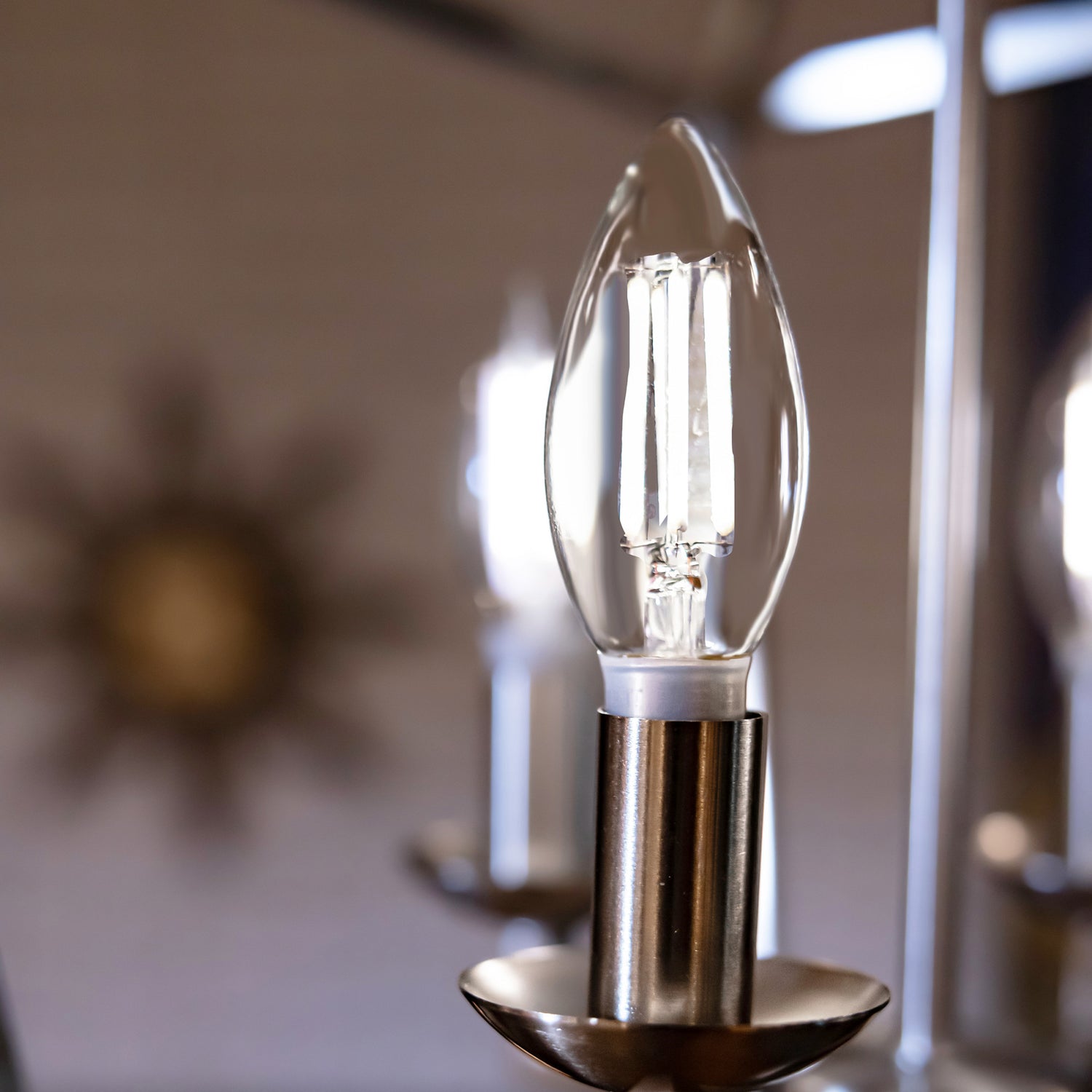 3.3W (40W Equivalent) Soft White (2700K) Chandelier B10 (E12 Base) Torpedo Tip Exposed White Filament LED Light Bulb (2-Pack)