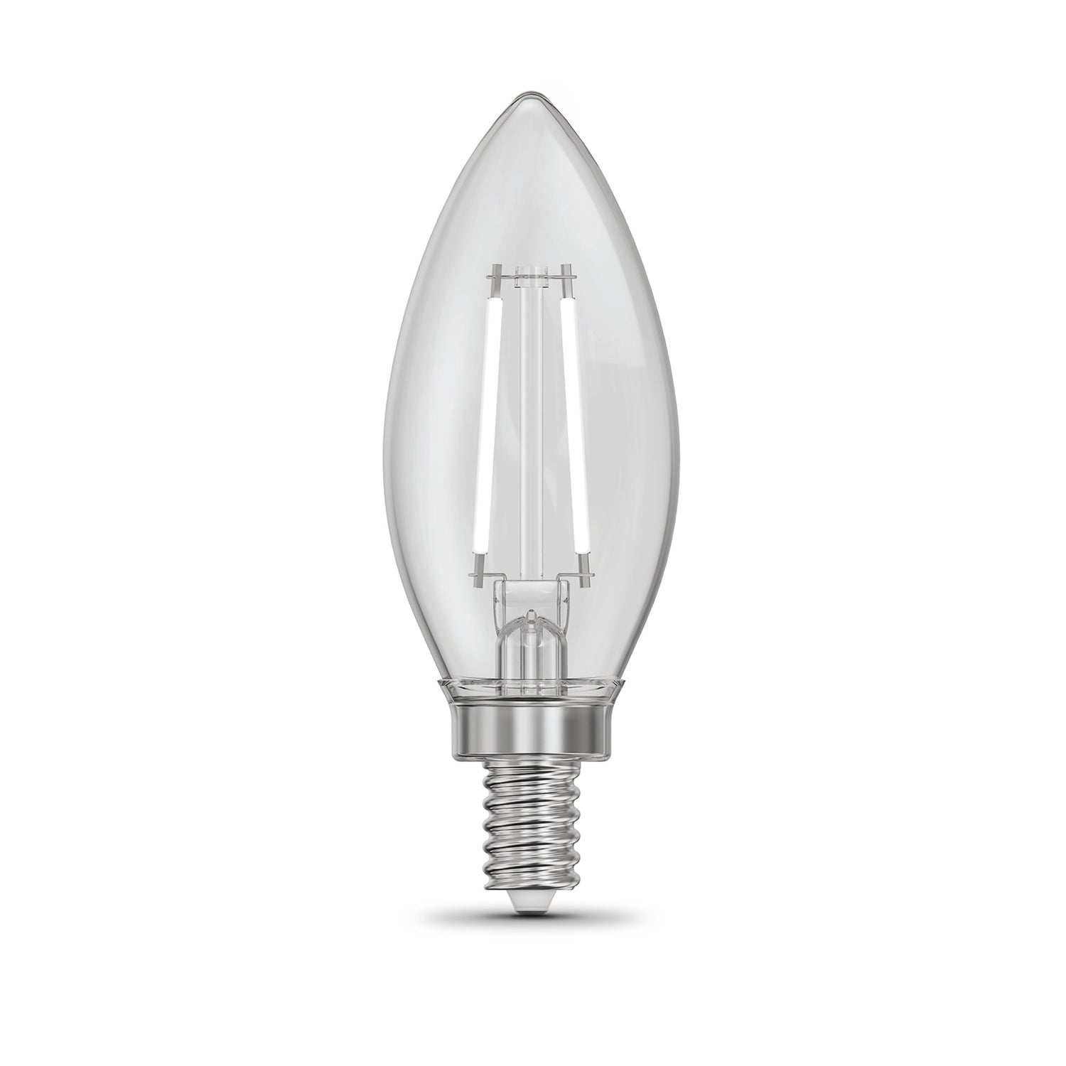 3.3W (40W Equivalent) Daylight White (5000K) B10 (E12 Base) Torpedo Tip Exposed White Filament LED Bulb (2-Pack)