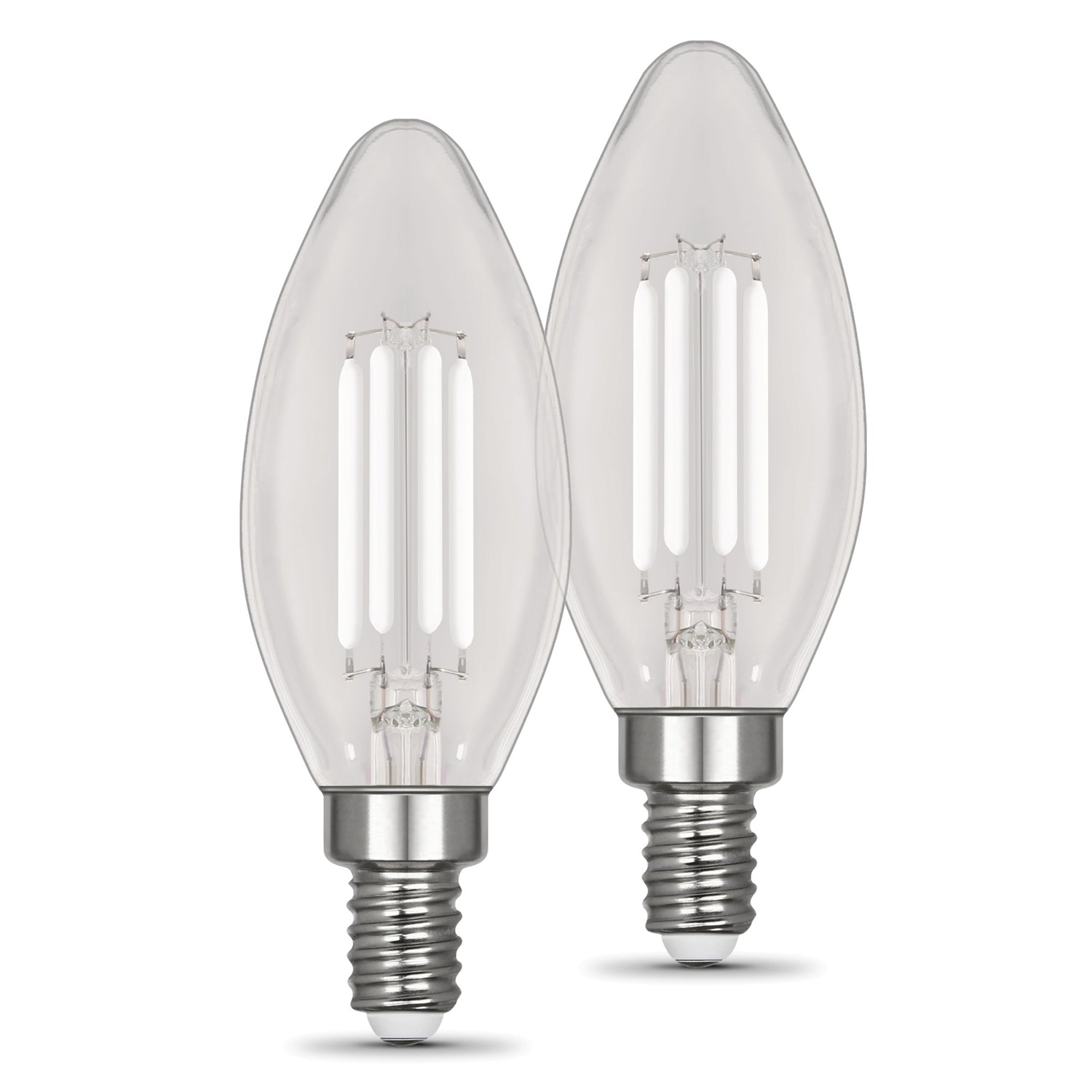 5.5W (60W Replacement) Soft White (2700K) B10 Shape (E12 Base) Torpedo Tip White Filament Light Bulb (2-Pack)