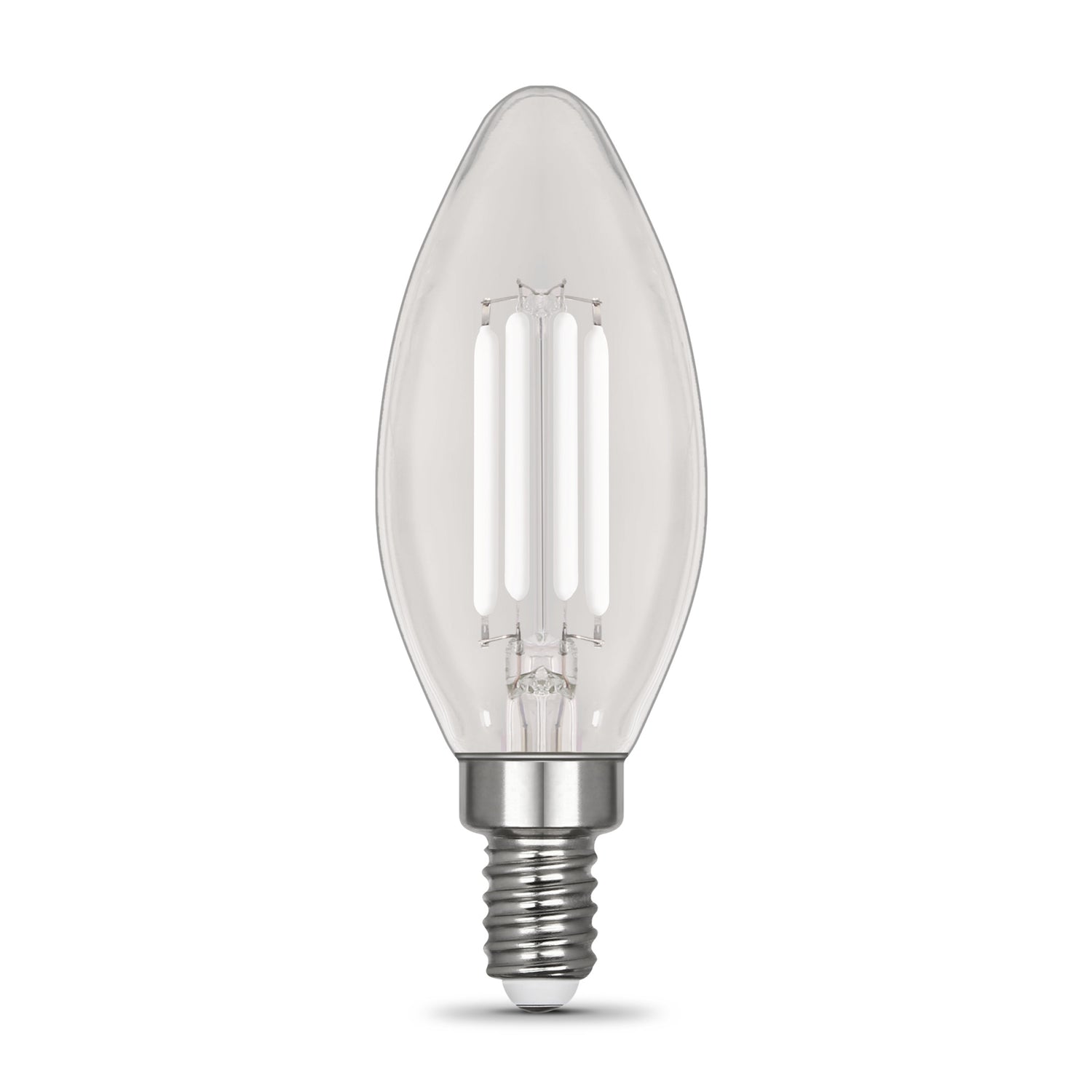 5.5W (60W Replacement) Daylight (5000K) Chandelier B10 (E12 Base) Torpedo Tip White Filament Light Bulb (2-Pack)