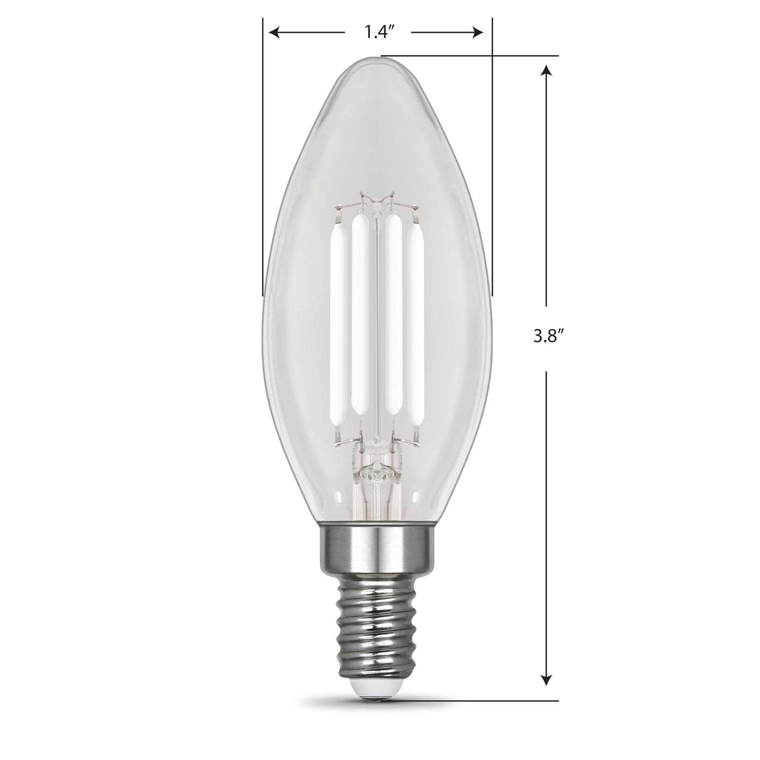 5.5W (60W Replacement) Daylight (5000K) Chandelier B10 (E12 Base) Torpedo Tip White Filament Light Bulb (2-Pack)