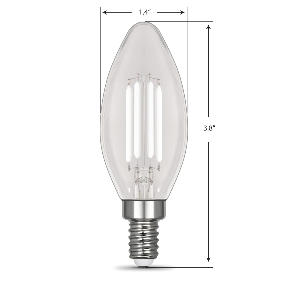 5.5W (60W Replacement) Daylight (5000K) Chandelier B10 (E12 Base) Torpedo Tip White Filament Light Bulb (2-Pack)