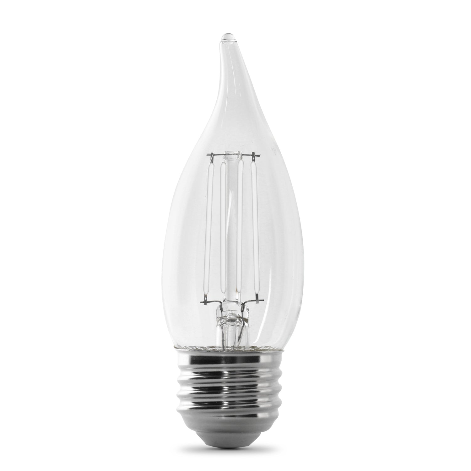 3.3W (40W Equivalent) Daylight (5000K) BA10 (E26 Base) Flame Tip Exposed White Filament LED Bulb (2-Pack)