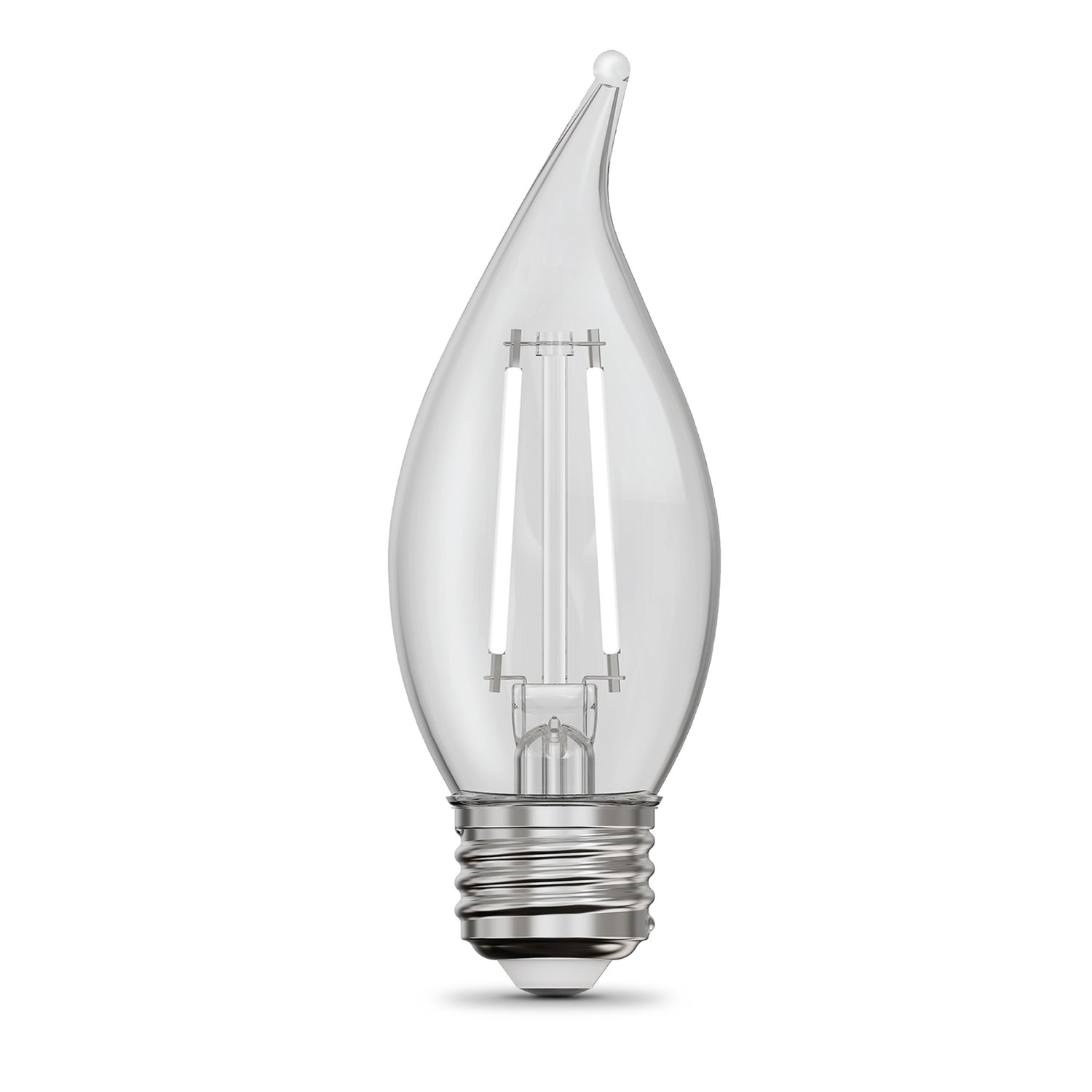 5.5W (60W Equivalent) Soft White (2700K) BA10 Shape (E26 Base) LED Flame Tip Exposed White Filament Light Bulb (2-Pack)