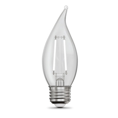 5.5W (60W Equivalent) Soft White (2700K) BA10 Shape (E26 Base) LED Flame Tip Exposed White Filament Light Bulb (2-Pack)