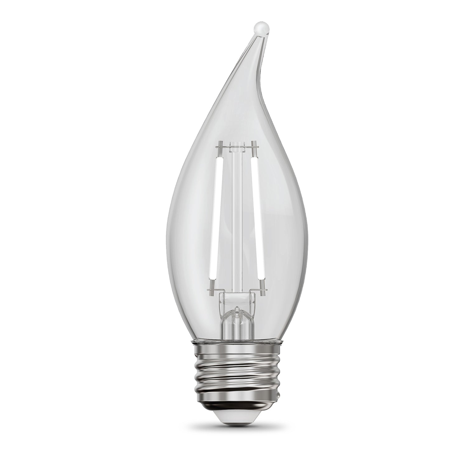 5.5W (60W Equivalent) Daylight (5000K) BA10 Shape (E26 Base) Flame Tip Exposed White Filament LED Bulb (2-Pack)