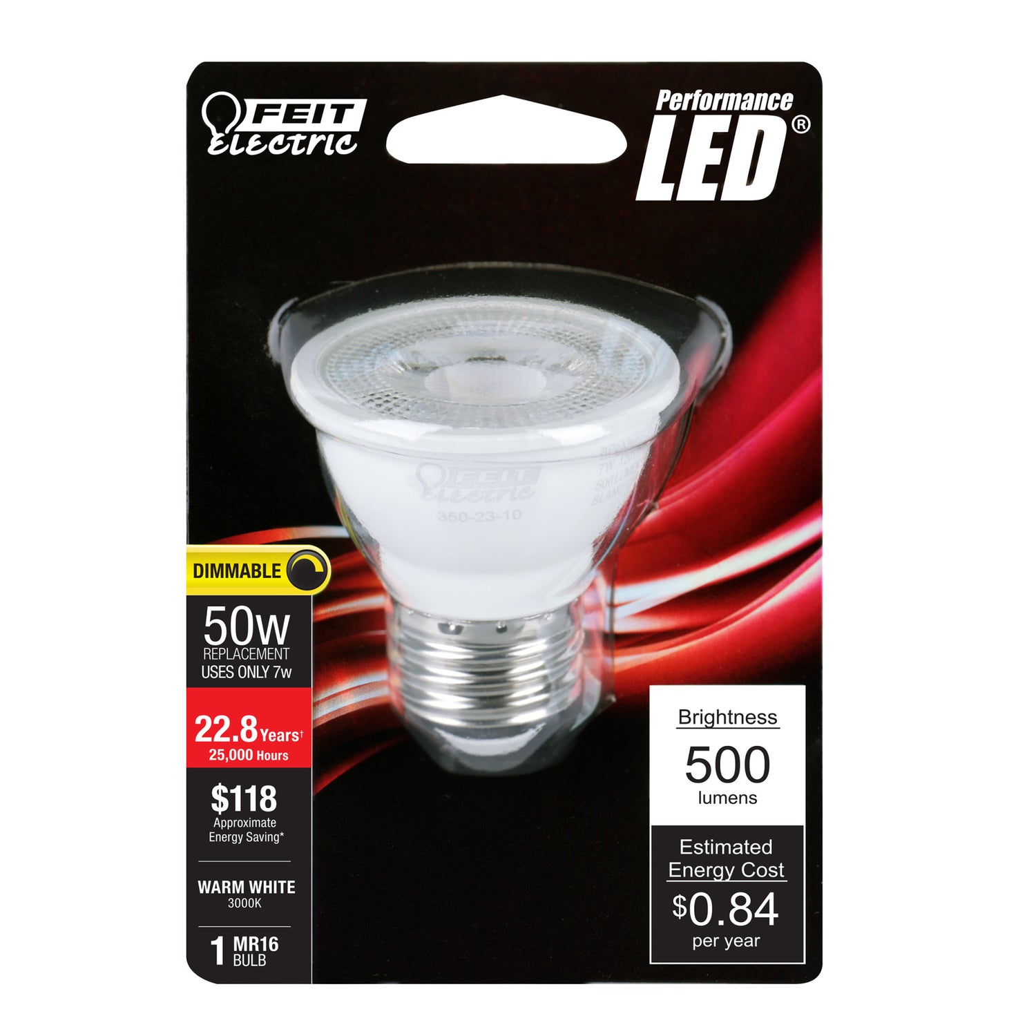 7W (50W Replacement) Warm White (3000K) E26 Base MR16 Dimmable Reflector LED Light Bulb