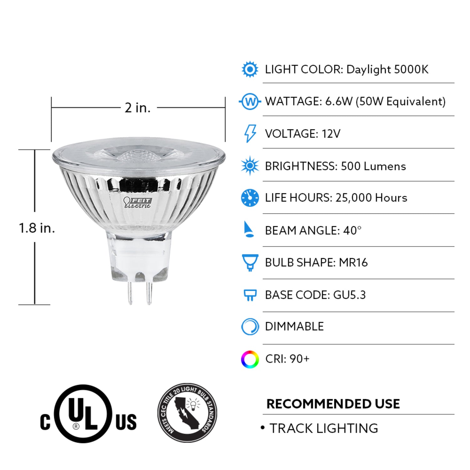 50W Replacement MR16 Daylight Reflector LED (3-Pack)