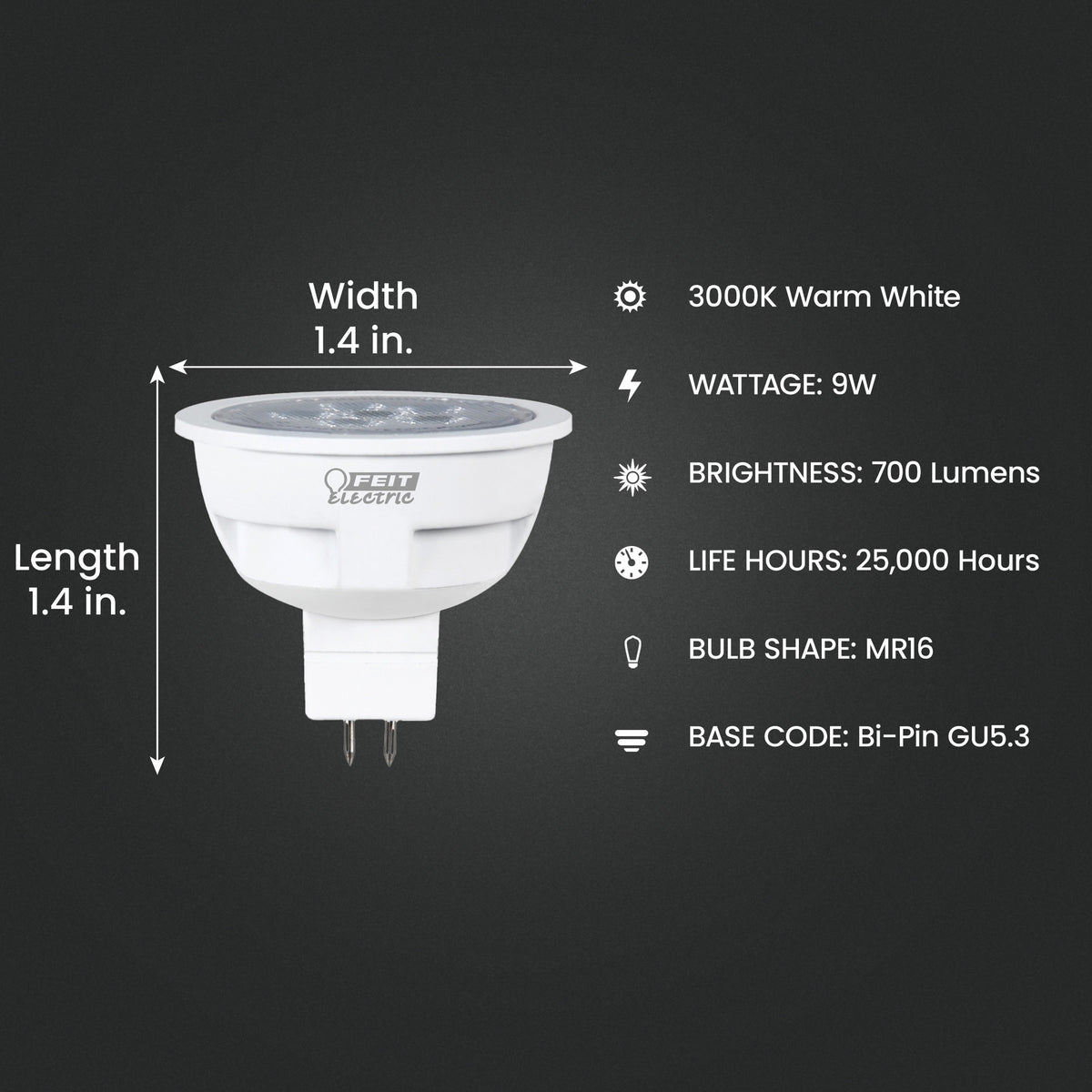 75 W Replacement Warm White MR16 Dimmable Reflector LED Light Bulb