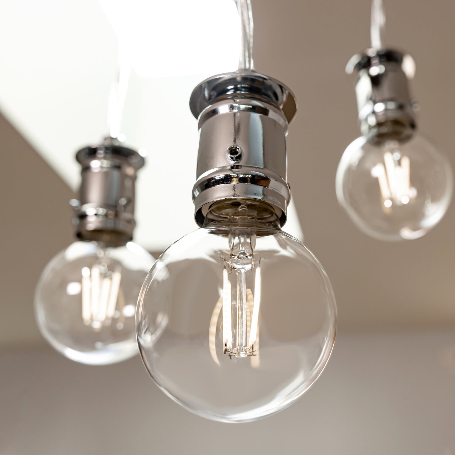 5.5W (60W Replacement) Daylight (5000K) G16 1/2 Globe Shape (E12 Base) Exposed White Filament LED Bulb (2-Pack)