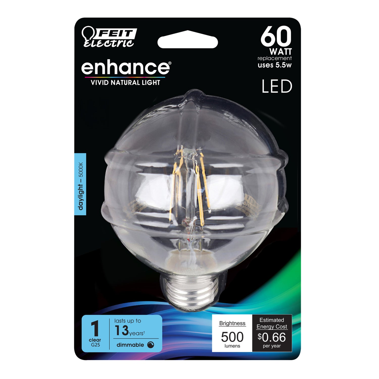 60W Replacement G25 Daylight Dimmable Enhance Glass Filament Globe LED