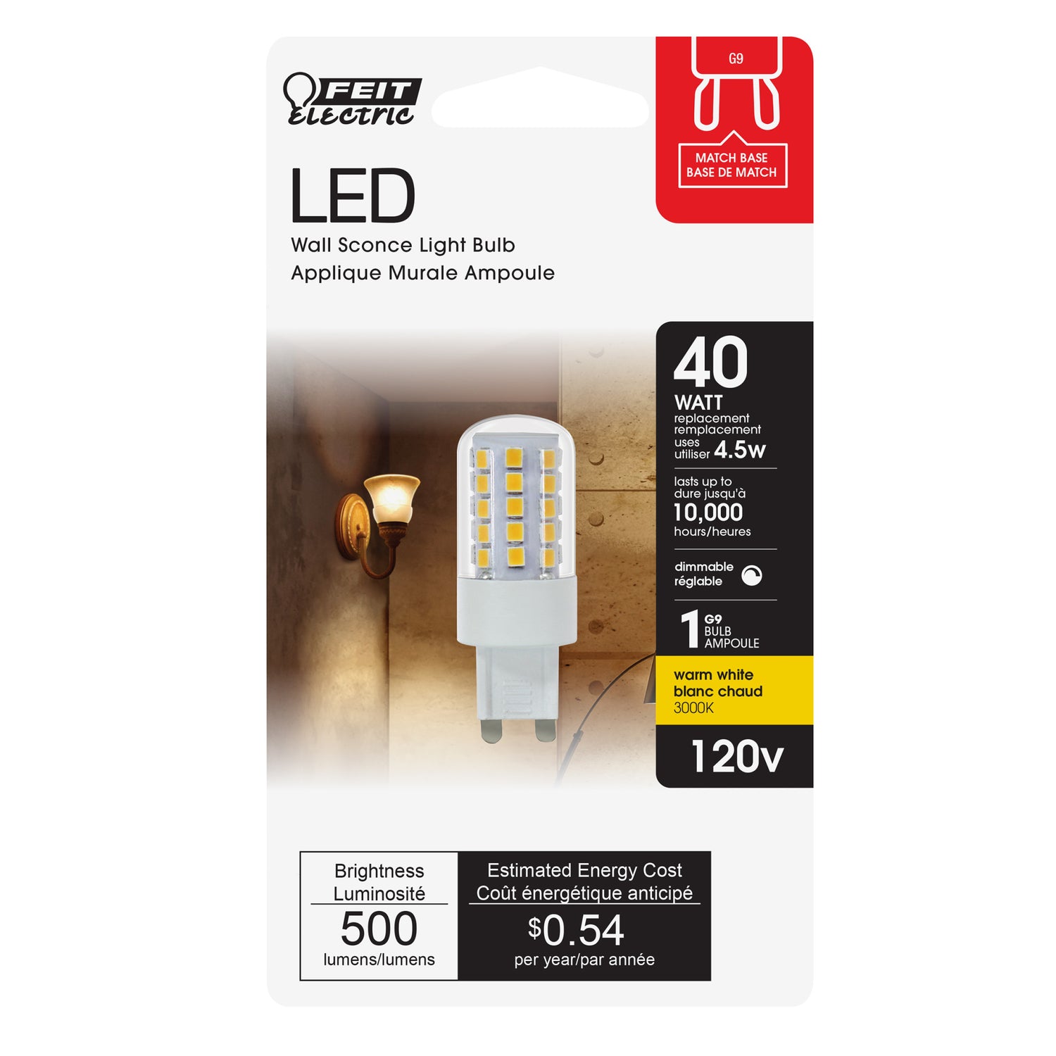 40W Replacement Dimmable Warm White G9 Base T4 Specialty LED