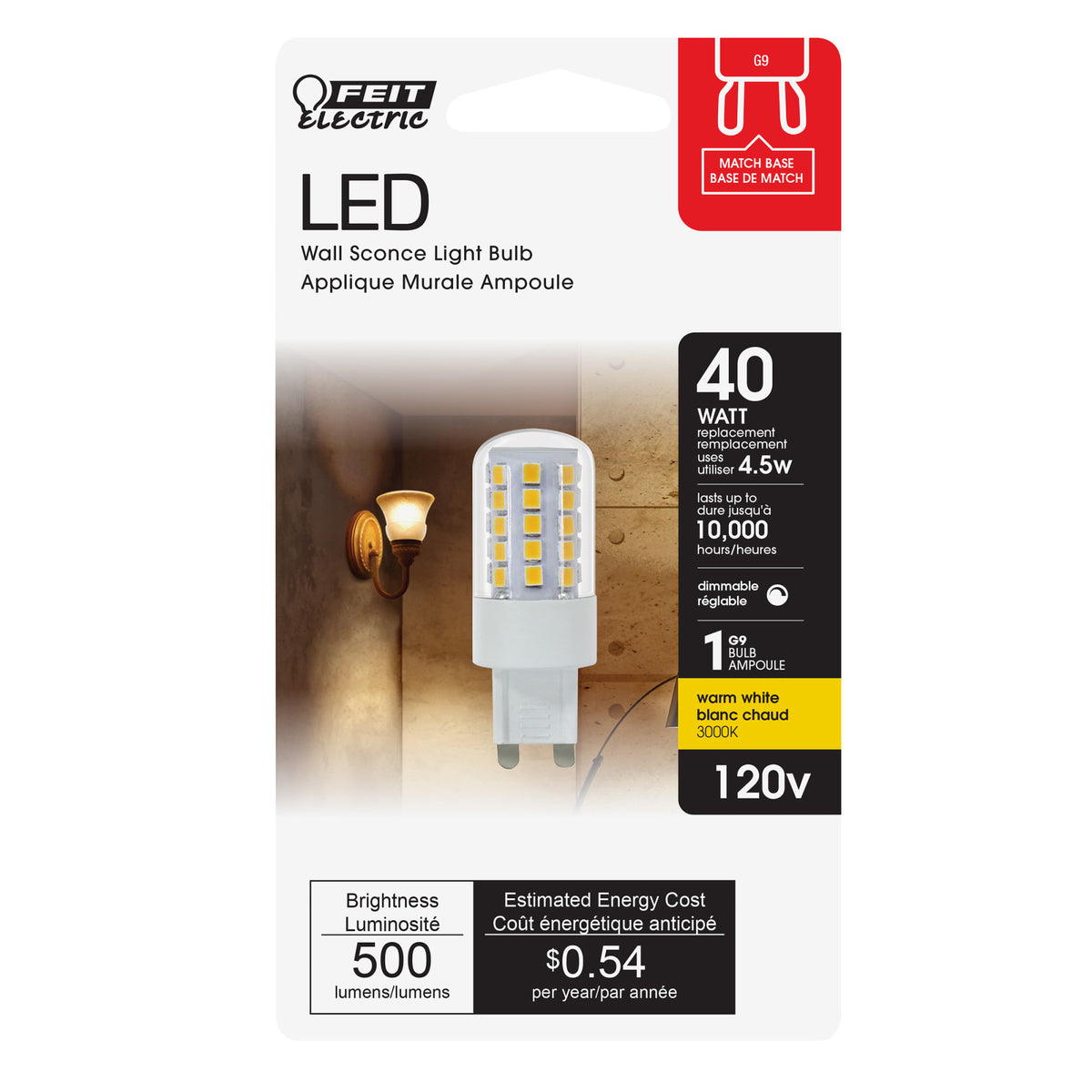 40W Replacement Dimmable Warm White G9 Base T4 Specialty LED