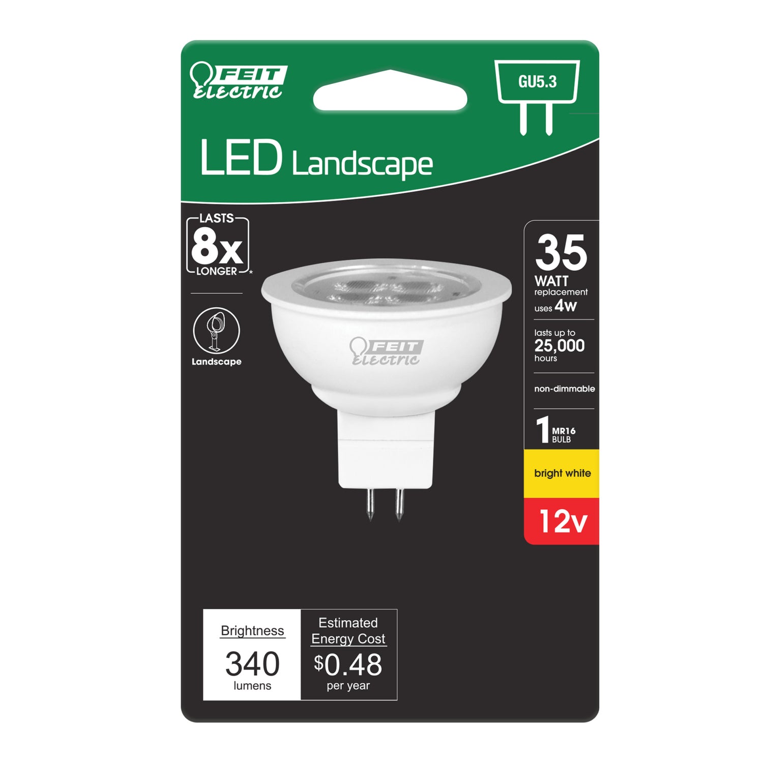 4W (35W Replacement) Bright White (3000K) GU5.3 Base MR16 Reflector LED