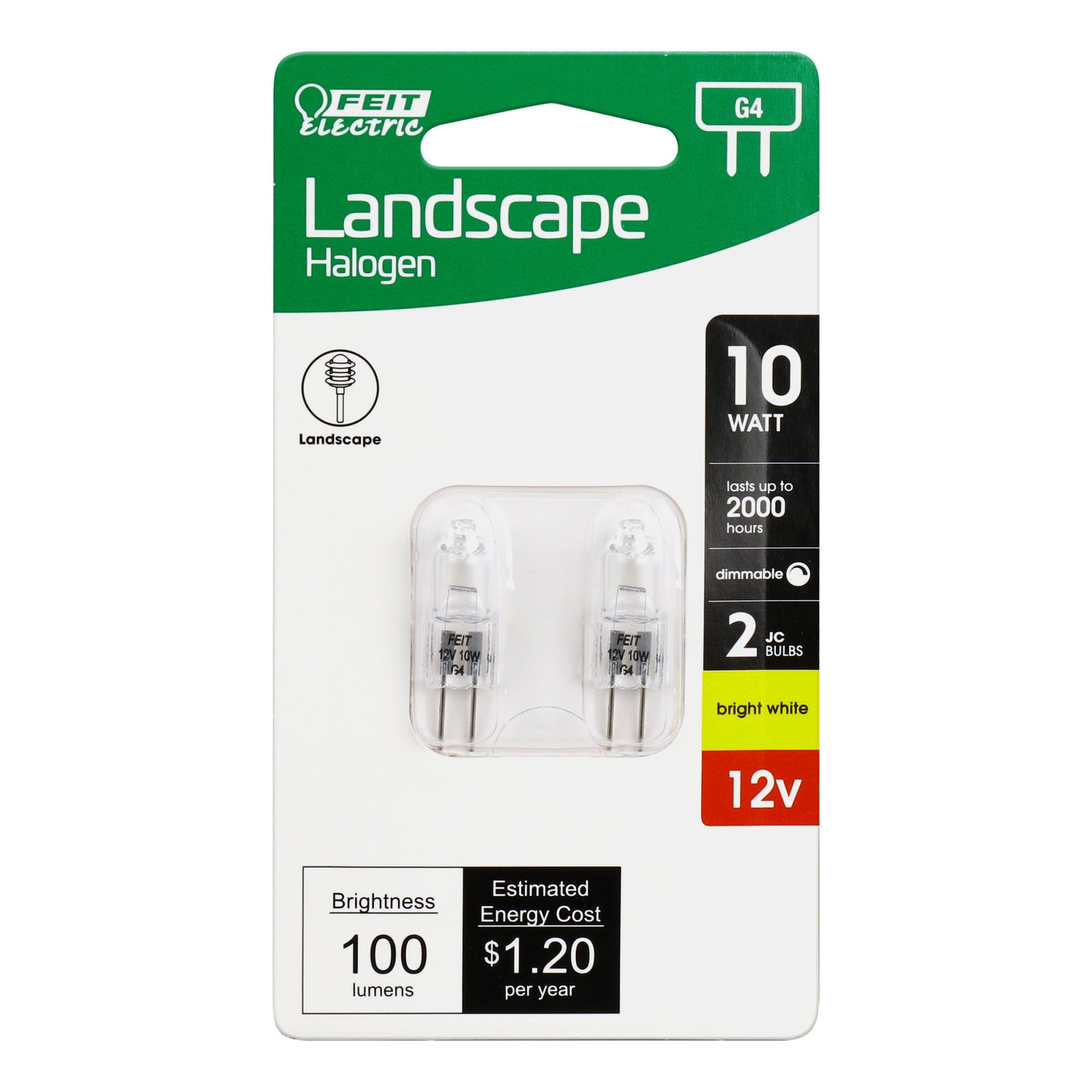 10W Bright White (2800K) G4 Base T3 Dimmable Halogen Landscape Light Bulb (2-Pack)