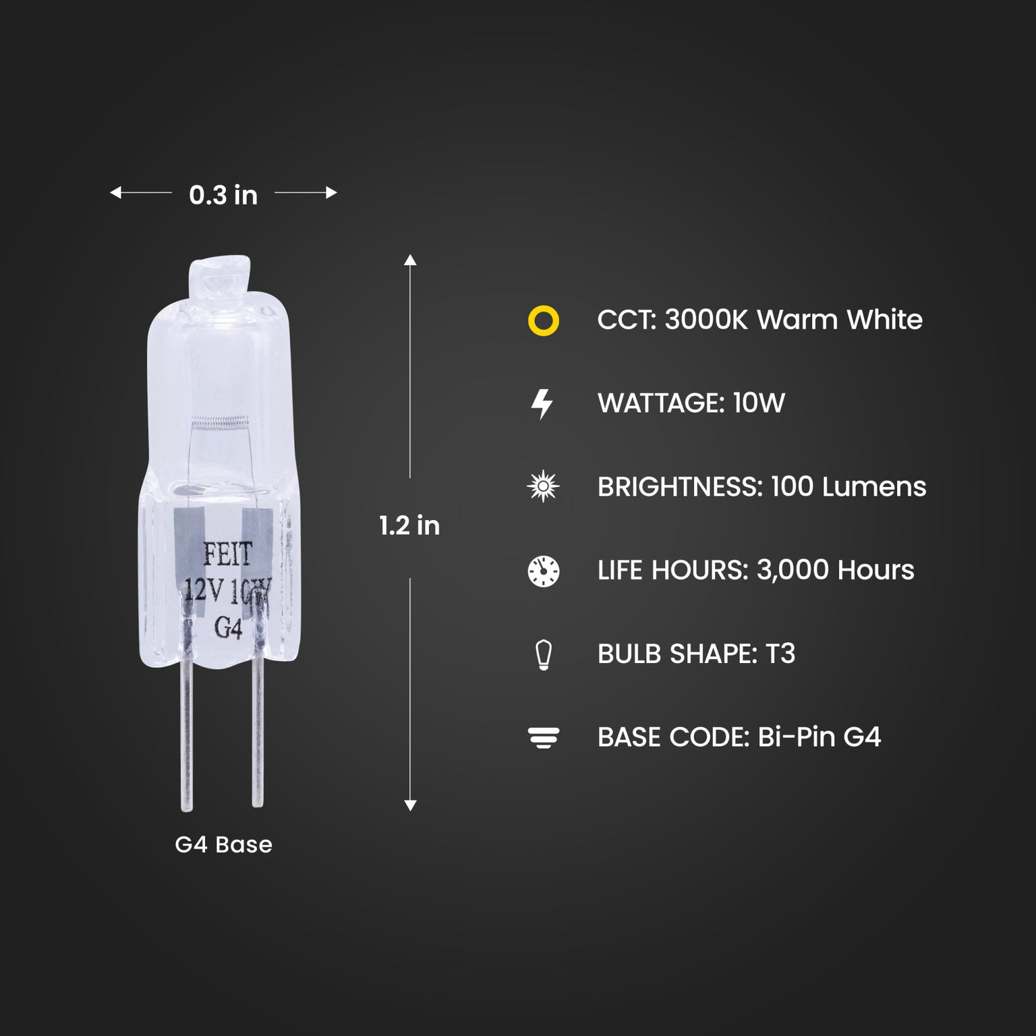 10W Warm White (3000K) T3 Dimmable Halogen Landscape Light Bulb (4-Pack)
