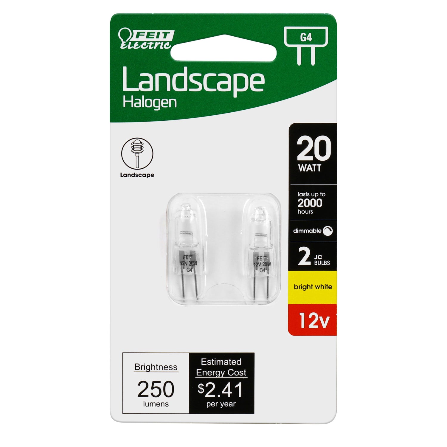 20W Bright White (3000K) T3 Dimmable Halogen Landscape Light Bulb (2-Pack)