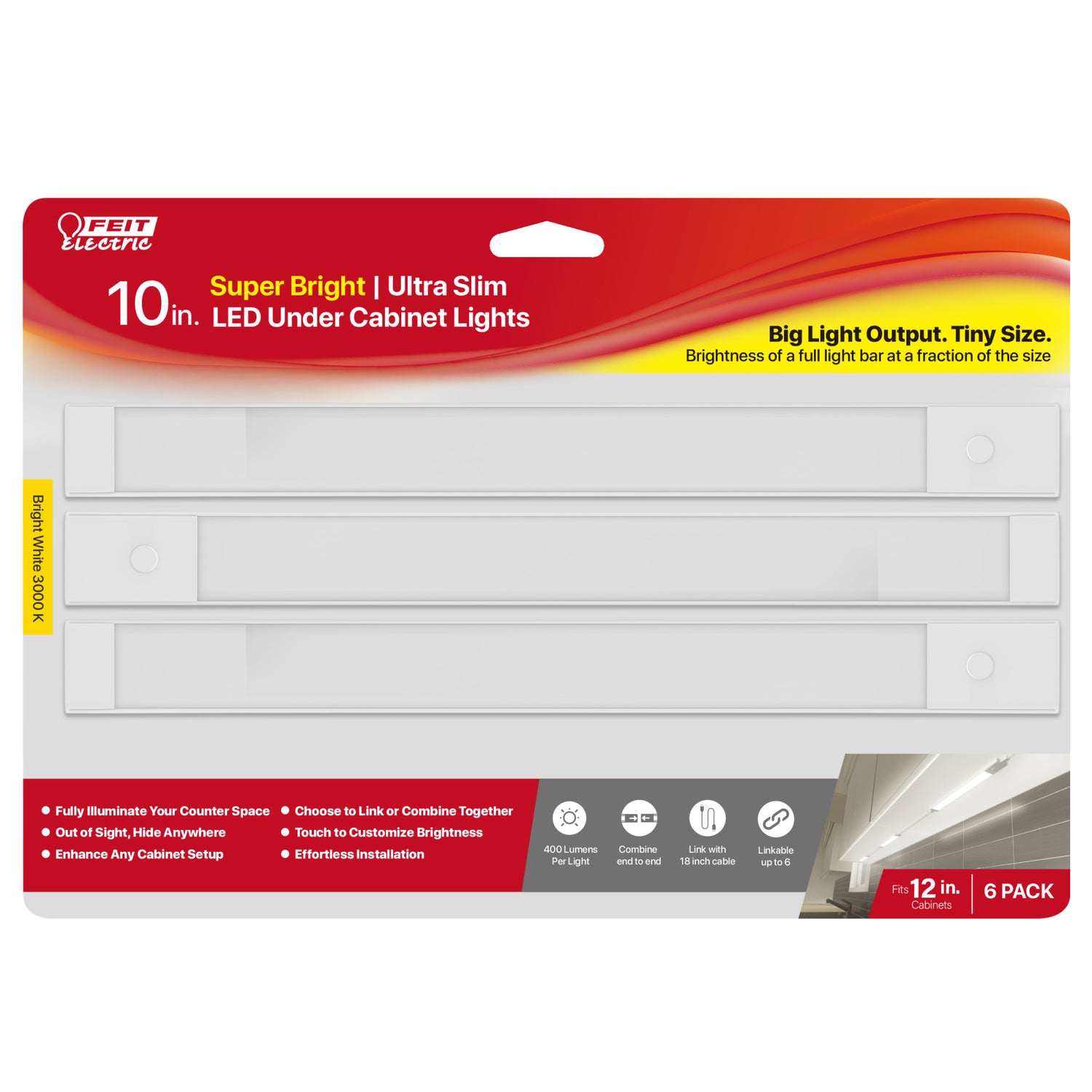 10 in. Ultra-Slim Low Voltage Undercabinet Light (6-Pack) - Feit Electric