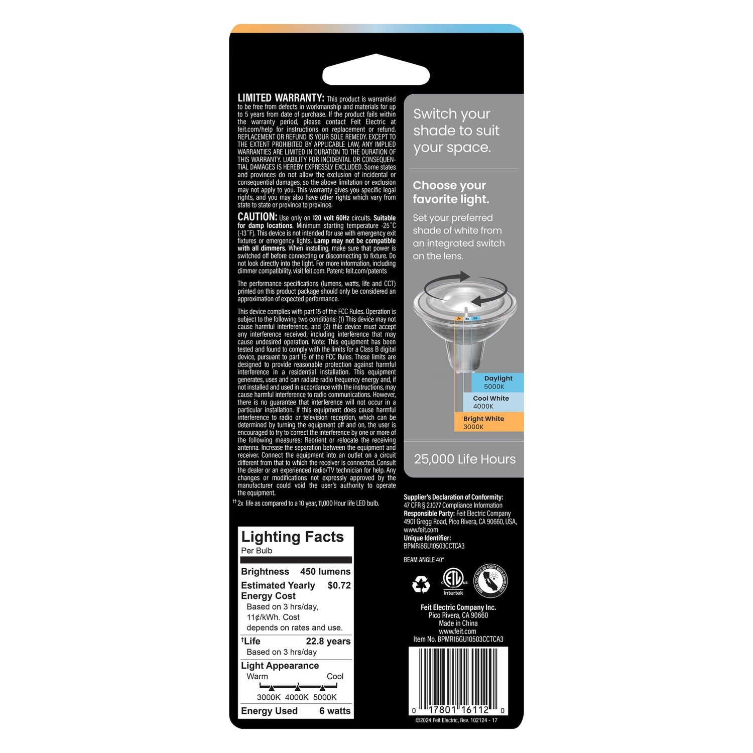 6W (50W Replacement) Adjustable White GU10 MR16 Dimmable Reflector LED Bulb (3-Pack)