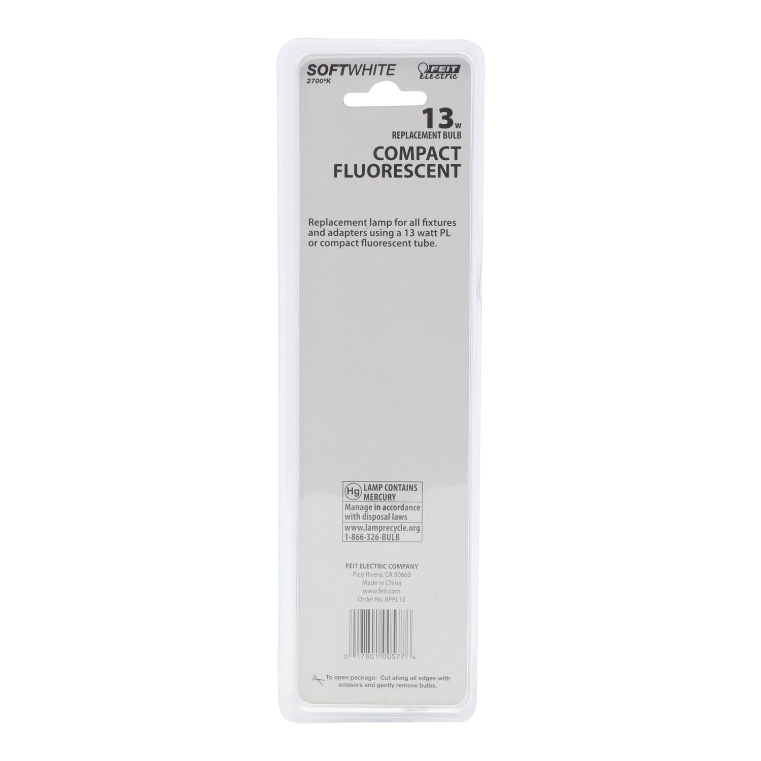 13W Soft White (2700K) PL GX23 Base Non-Dimmable CFL Light Bulb