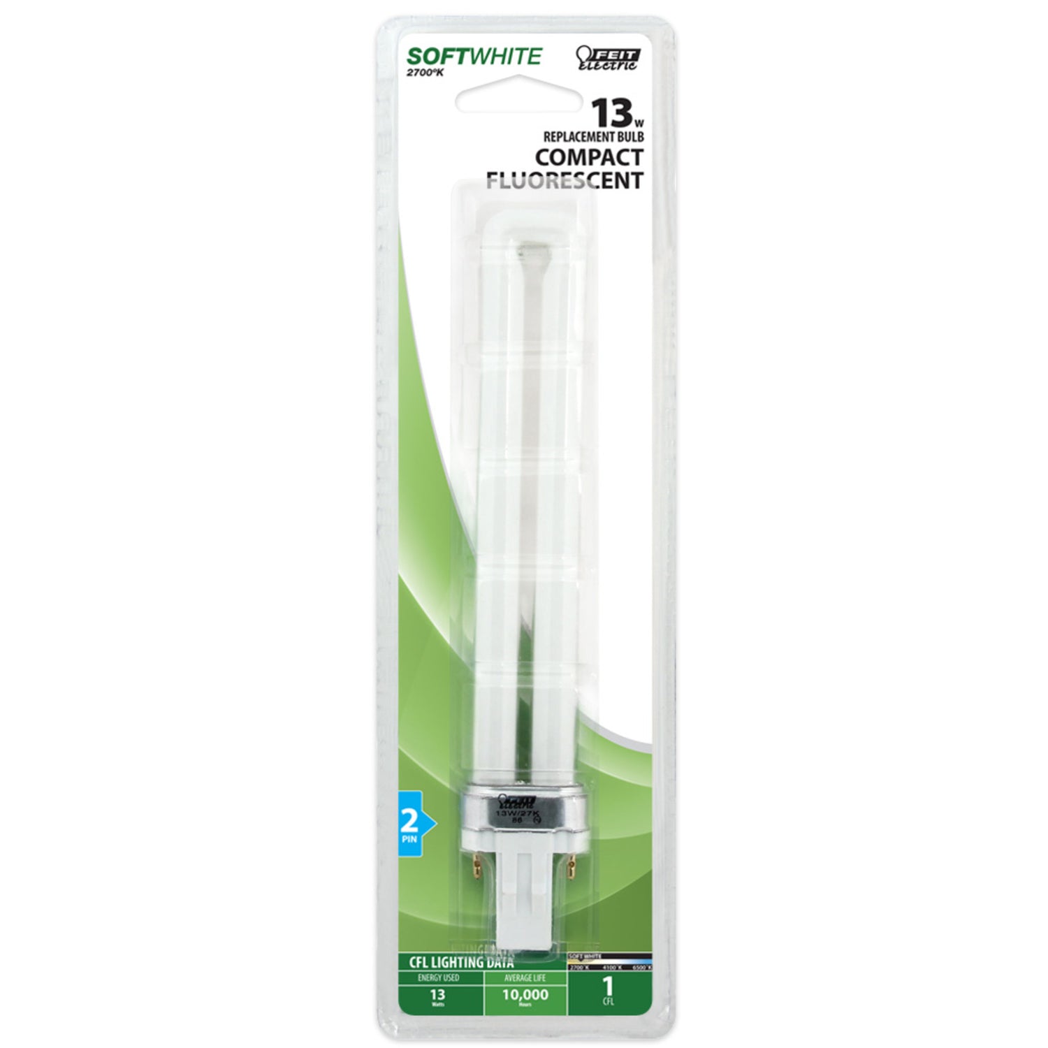 13W Soft White (2700K) PL GX23 Base Non-Dimmable CFL Light Bulb