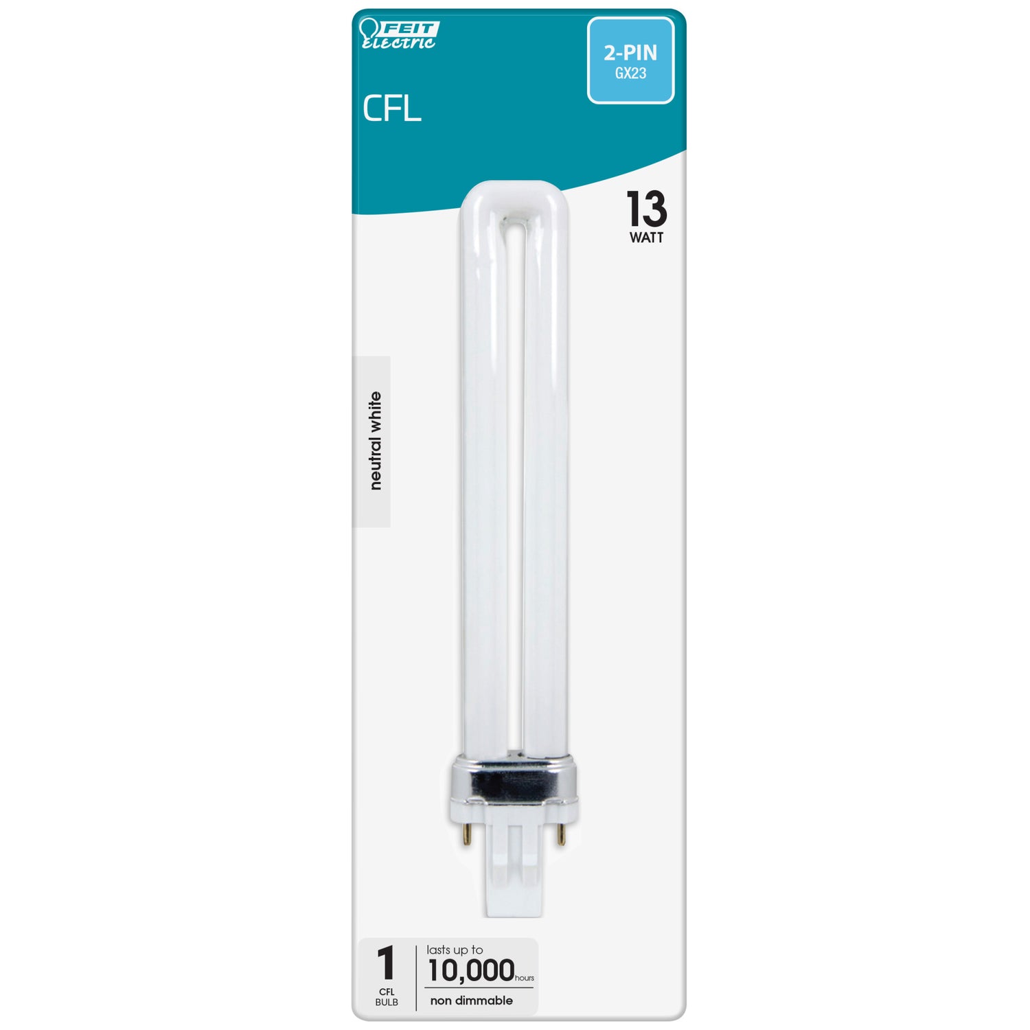 13W Neutral White (3500K) PL GX23 Base CFL Bulb