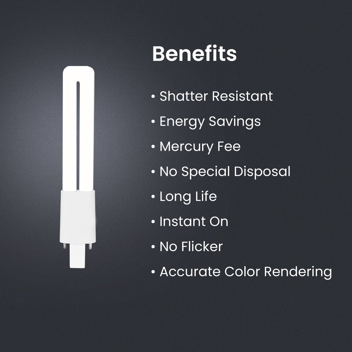 7W (13W Equivalent) Soft White (2700K) PL Shape GX23 Base Direct Replacement (Type A) Twin Tube LED Light Bulb
