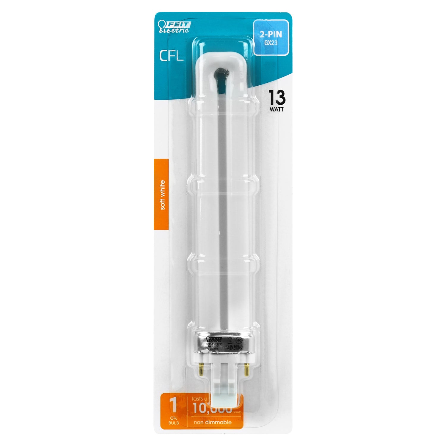 13W (60W Replacement) Soft White (2700K) GX23 Base CFL Light Bulb