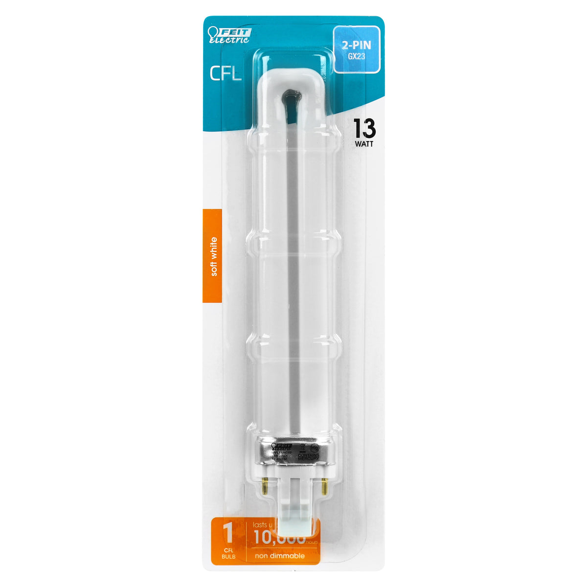 13W (60W Replacement) Soft White (2700K) GX23 Base CFL Light Bulb
