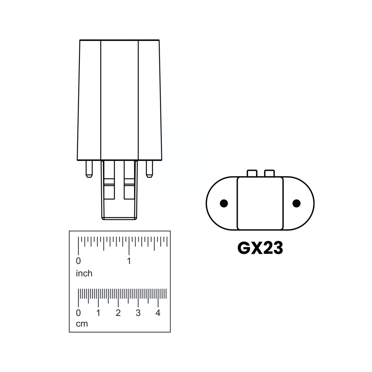 7W Bright White (3500K) PL Shape GX23 Base Direct Replacement (Type A) Twin Tube LED Light Bulb