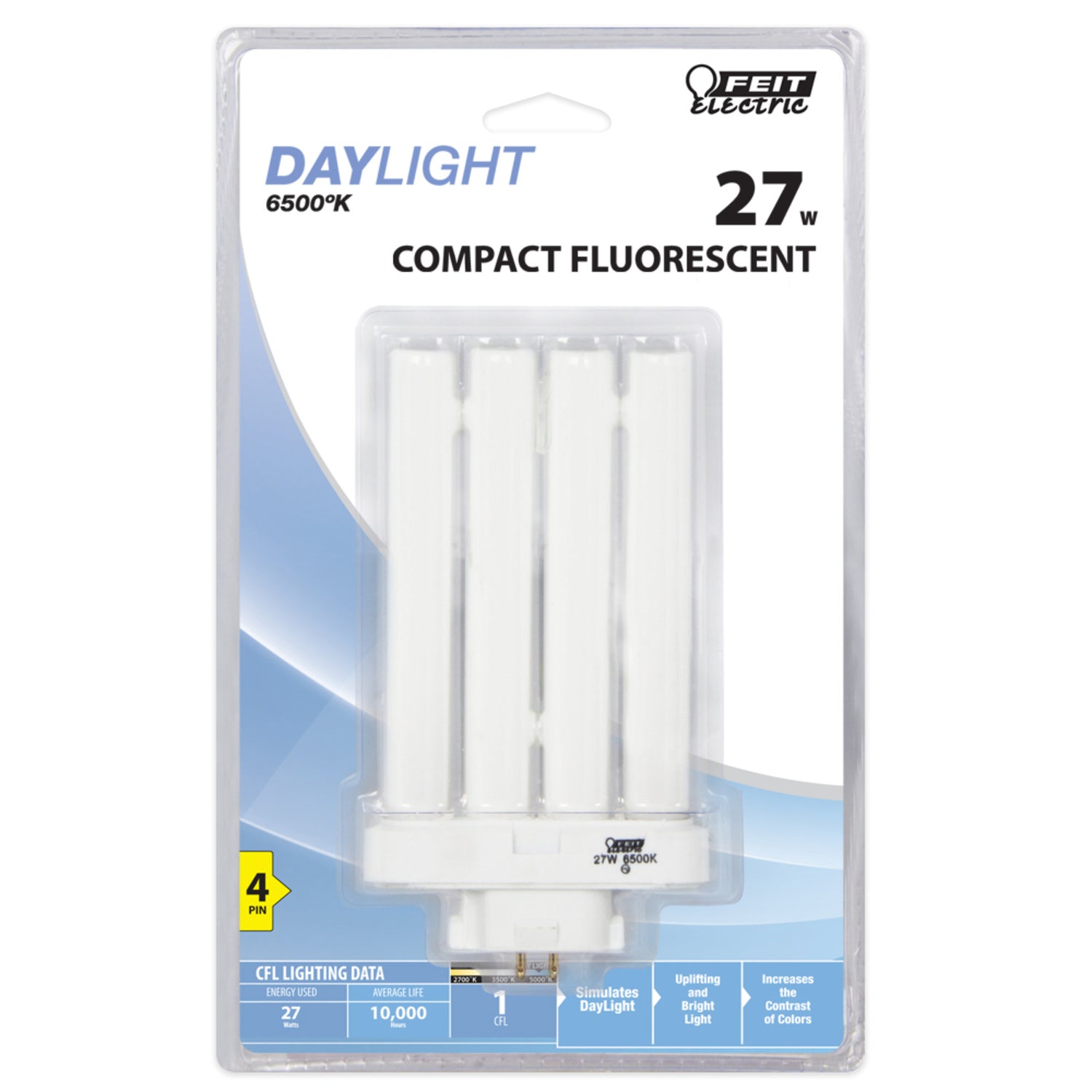 27W (100W Replacement) Daylight (6500K) PL GX10Q-4 Base Non-Dimmable CFL Light Bulb