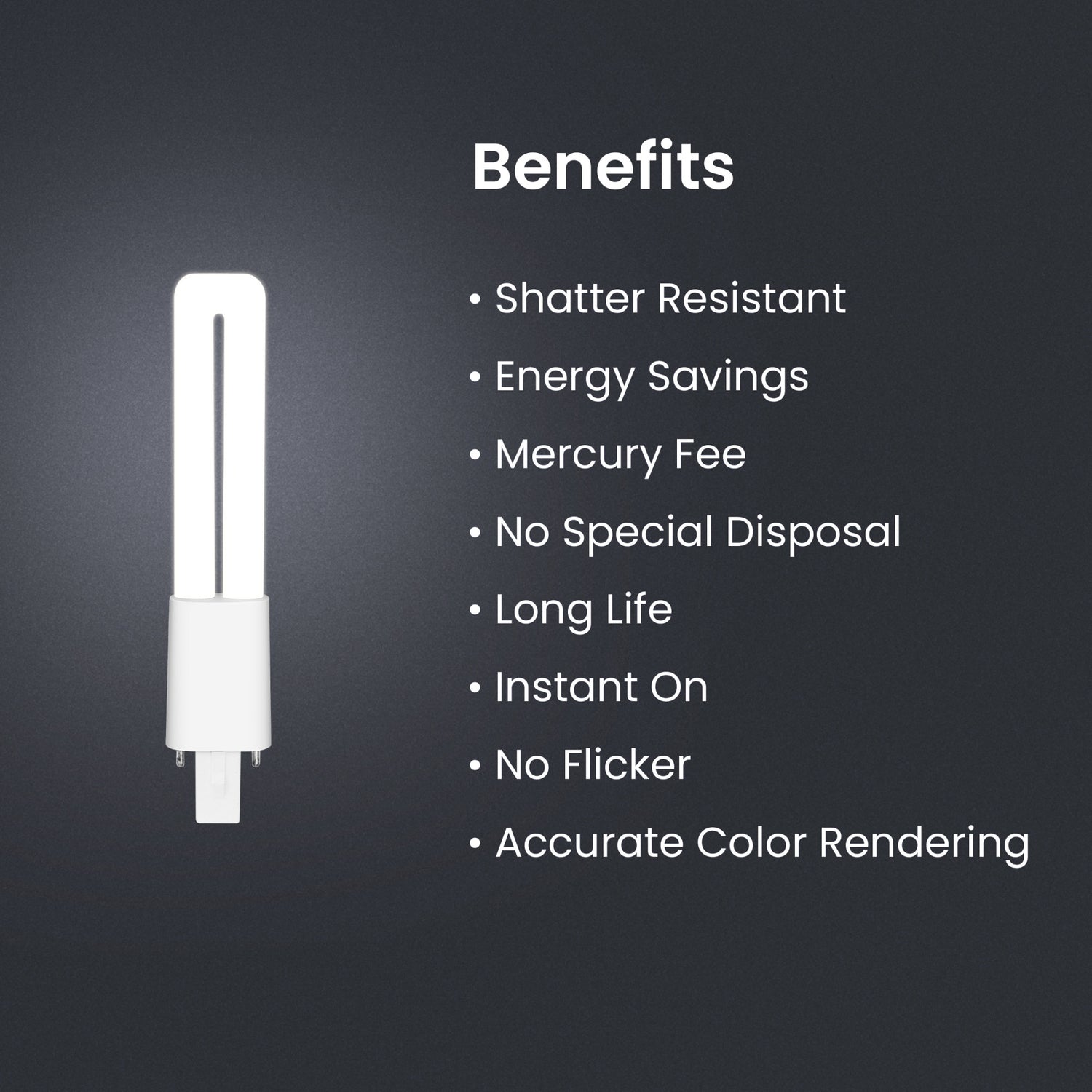 5W (9W Equivalent) Soft White (2700K) PL G23 Base Direct Replacement (Type A) Twin Tube LED Light Bulb
