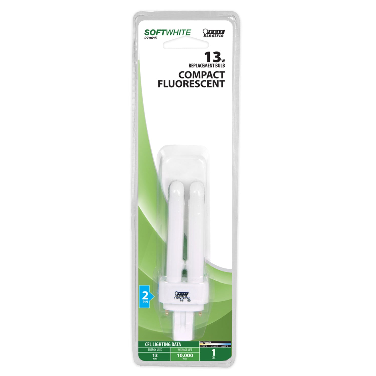13W Soft White (2700K) PLD GX23-2 Base Non-Dimmable CFL Light Bulb