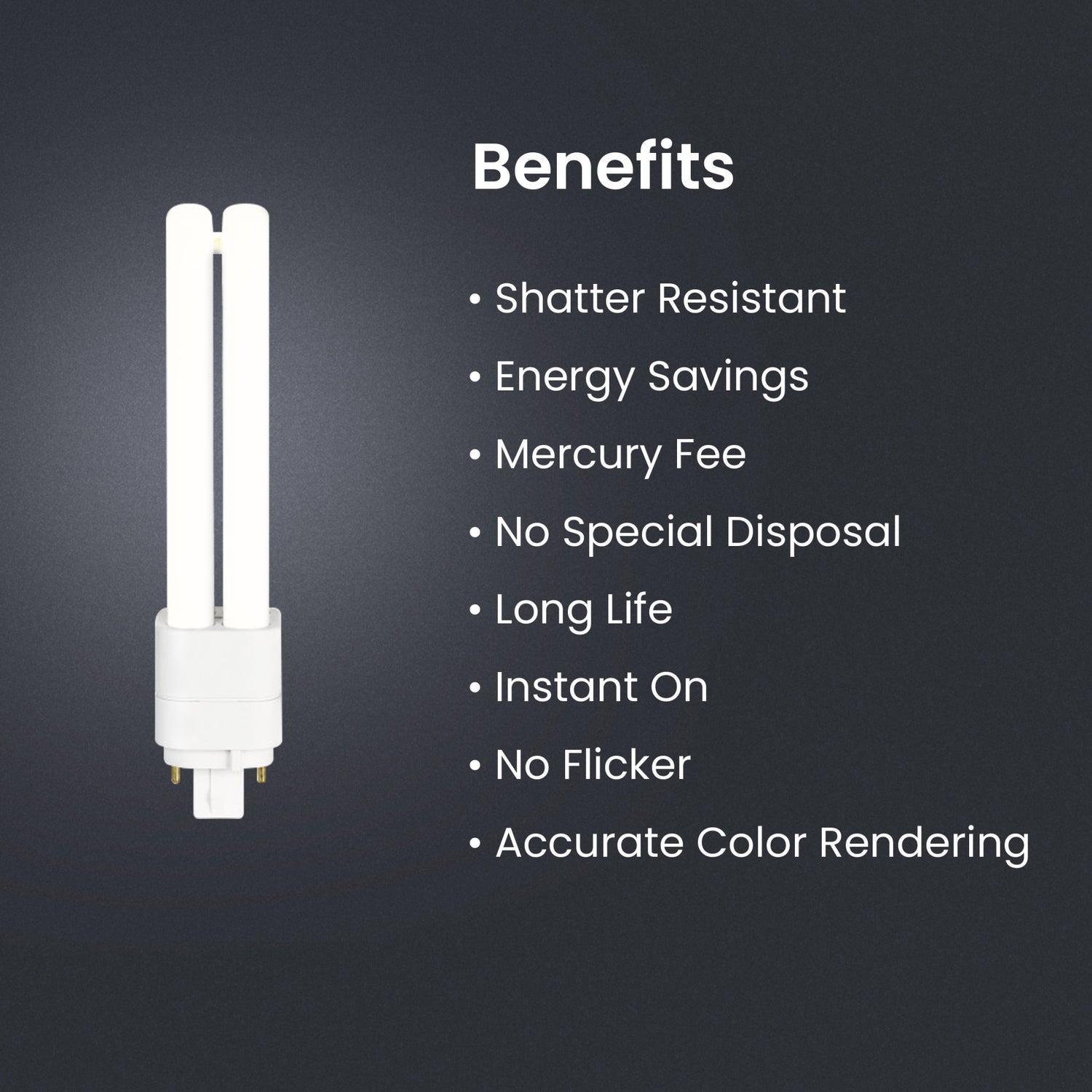 7W (18W Replacement) Soft White (2700k) G24q-2 Base Direct Replacement (Type A) Double Twin Tube PL LED Bulb