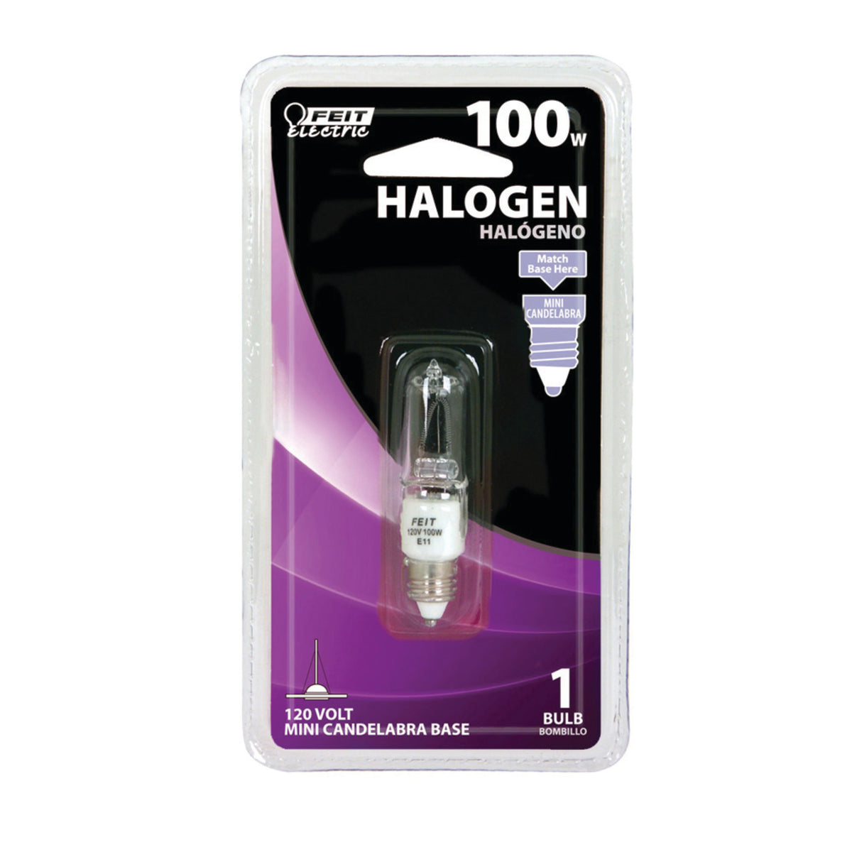 100W Warm White (3000K) Mini Candelabra E11 Base (T4 Replacement) Halogen Light Bulb