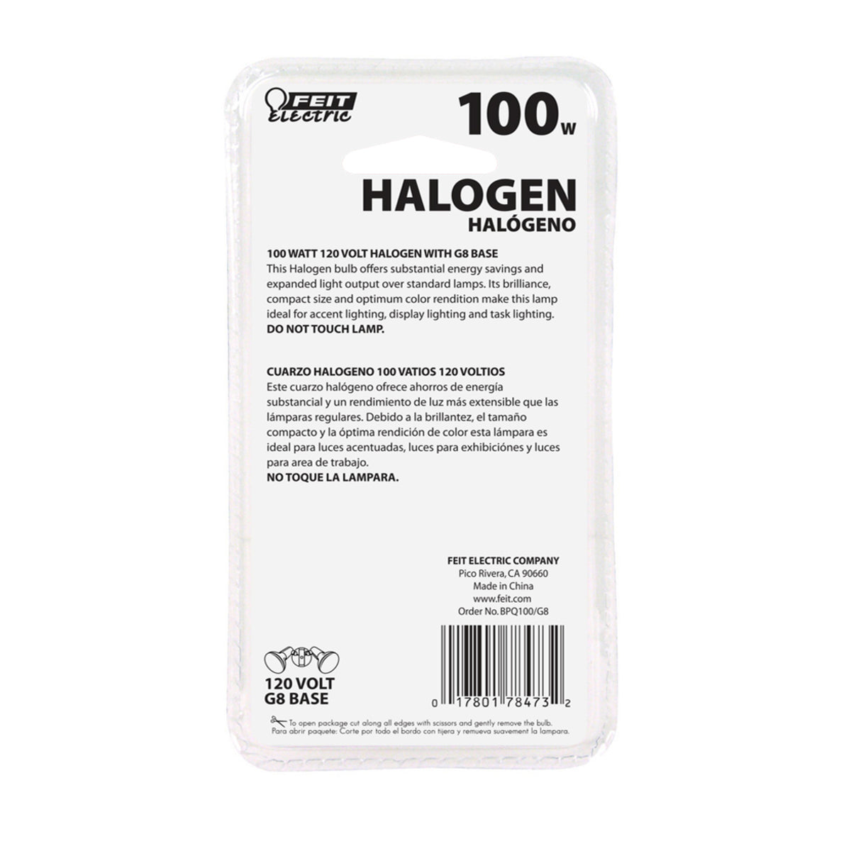 100W Warm White (3000K) Bi-Pin G8 Base (T4 Replacement) Halogen Replacement Light Bulb