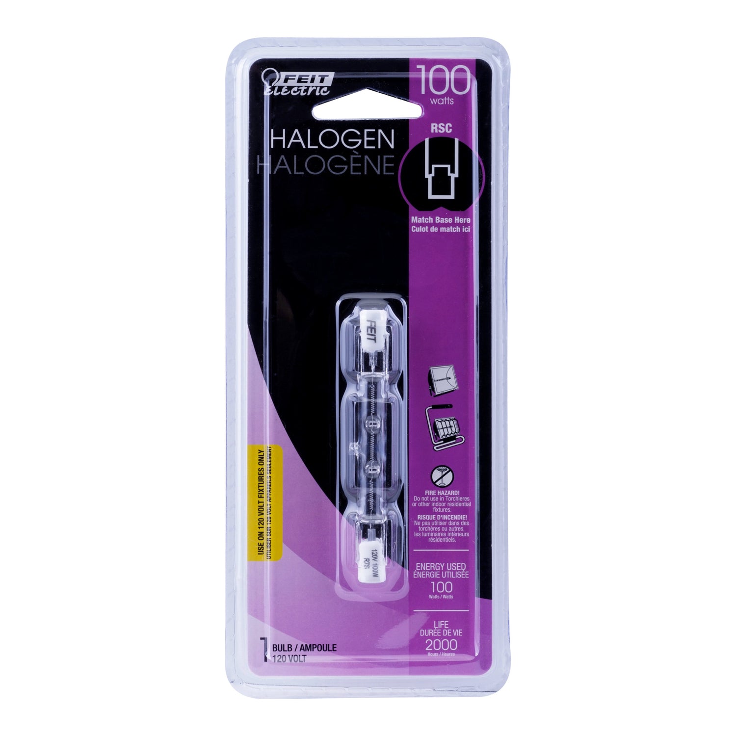 100W Warm White T3 Dimmable Halogen Light Bulb (BPQ100T3/CL/S)