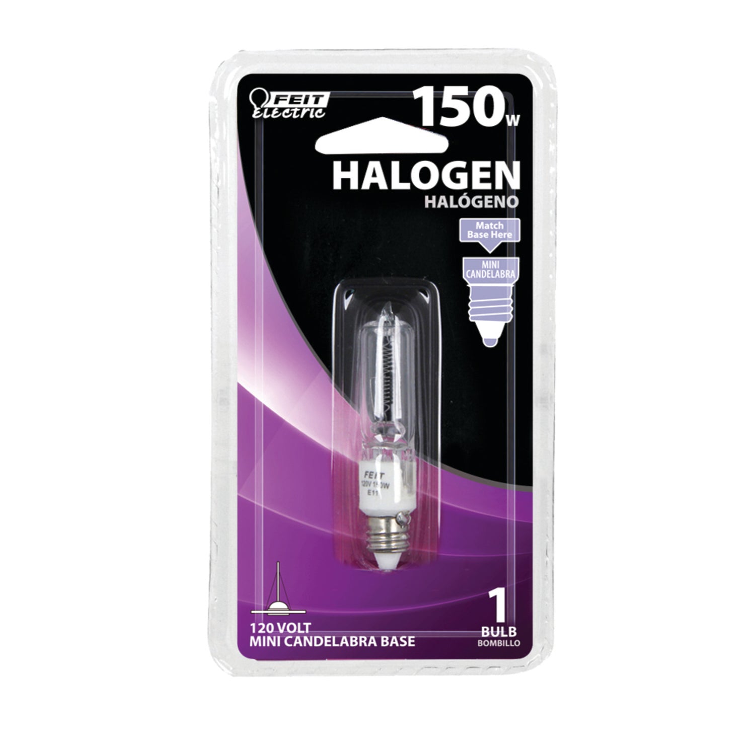 150W Warm White (3000K) Mini Candelabra E11 Base (T4 Replacement) Halogen Light Bulb