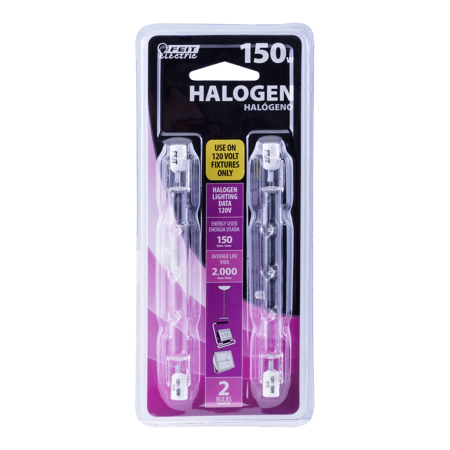 150 Watt Warm White T3 Halogen Light Bulb 2 Pack