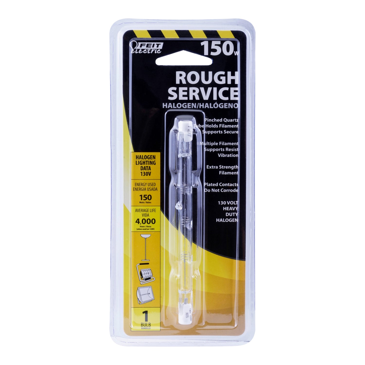 150W Warm White (3000K) T3 R7 Base Halogen Light Bulb - Feit Electric