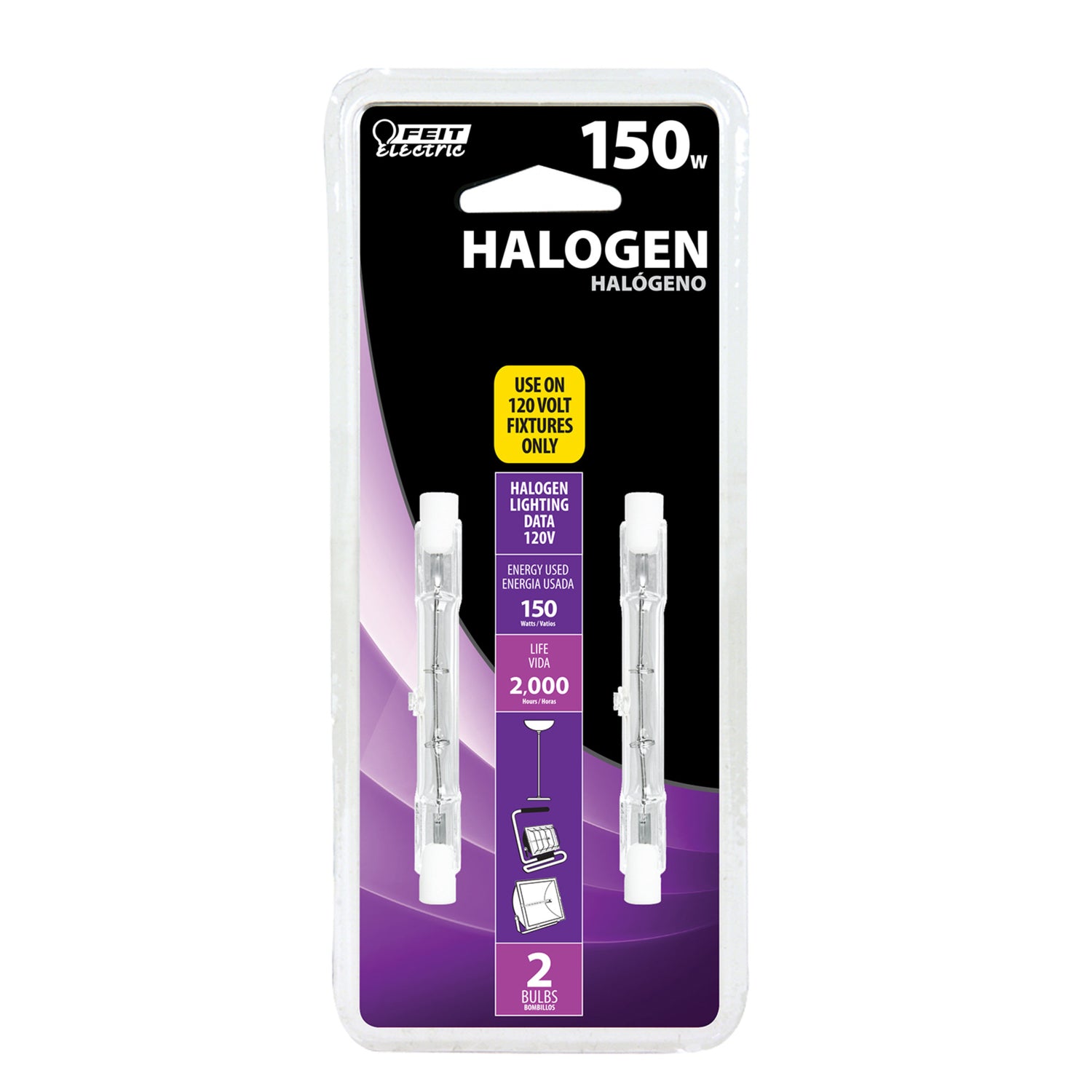 150W T3 Short Double-Ended Halogen Light Bulb (2-Pack)