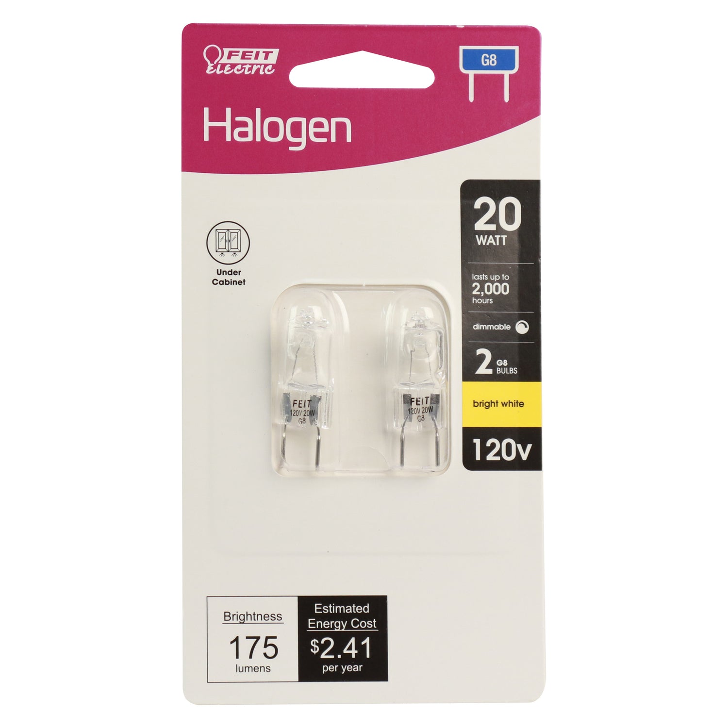 20W Bright White (2700K) Bi-Pin G8 Base (T4 Replacement) Halogen Replacement Light Bulb  (2-Pack)