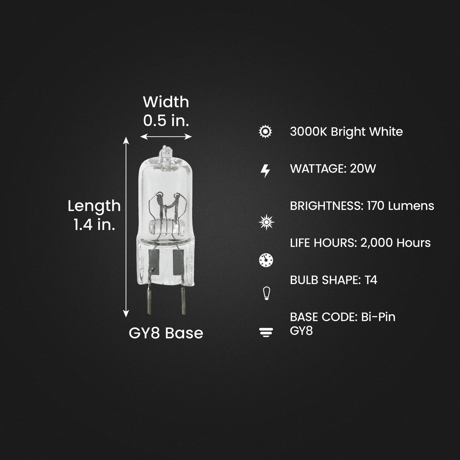 20W Warm White G8  Dimmable Halogen Light Bulb