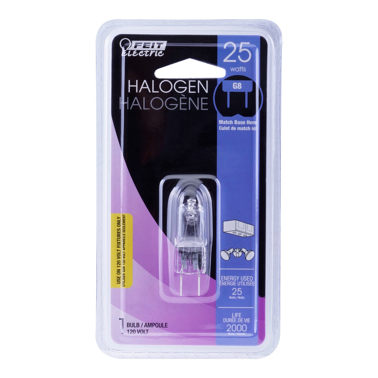 25W Warm White (3000K) G8 Base T4 Dimmable Halogen Light Bulb