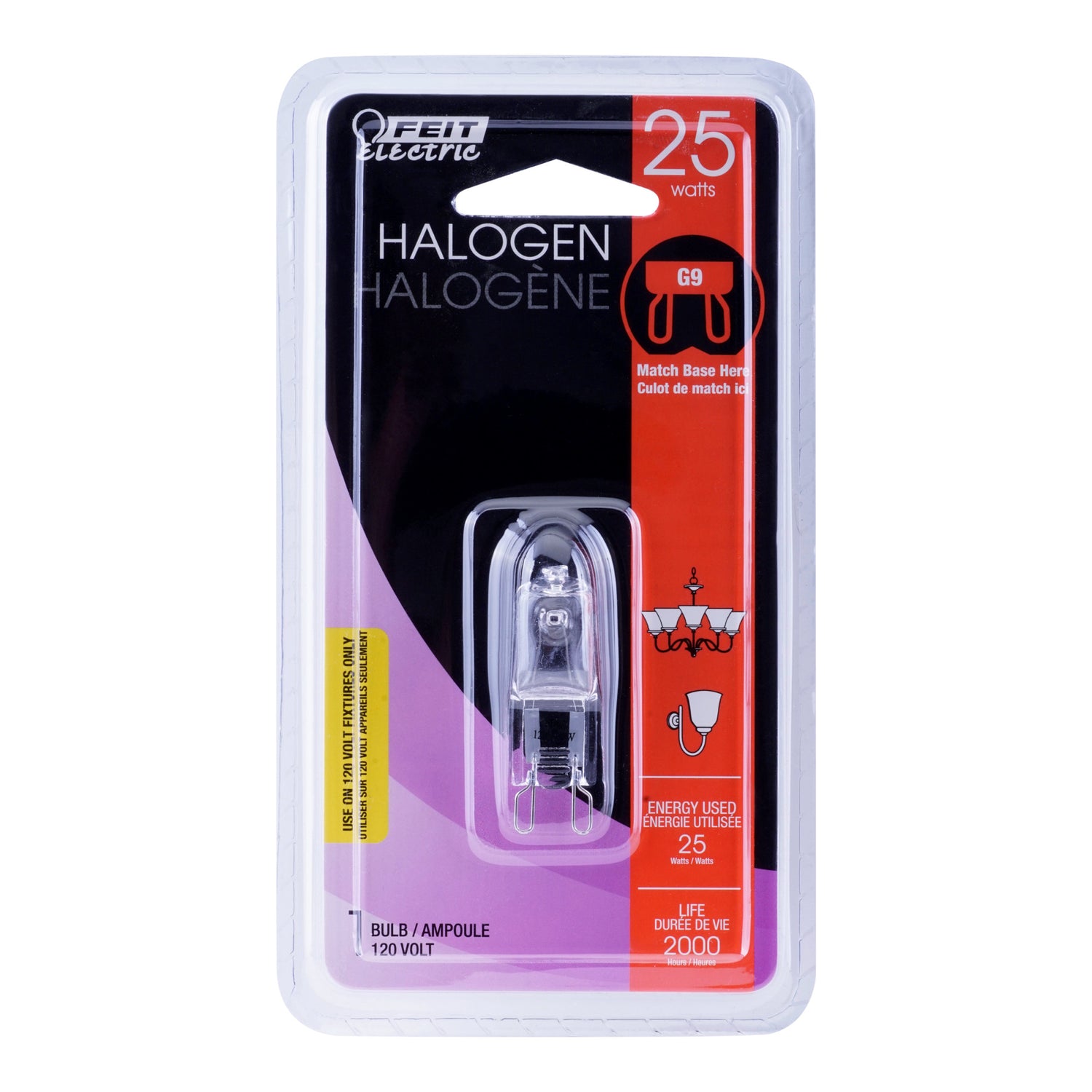 25W Warm White (3000K) Dimmable G9 Base T4 Halogen Light Bulb