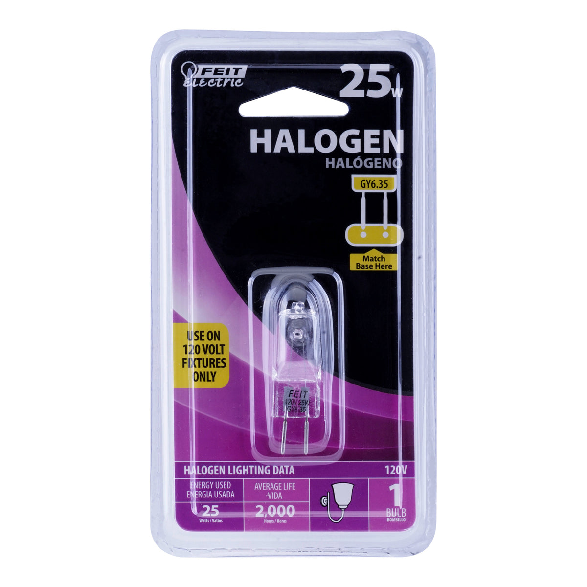 25W Warm White (3000K) GY6.35 Base T4 Halogen Light Bulb