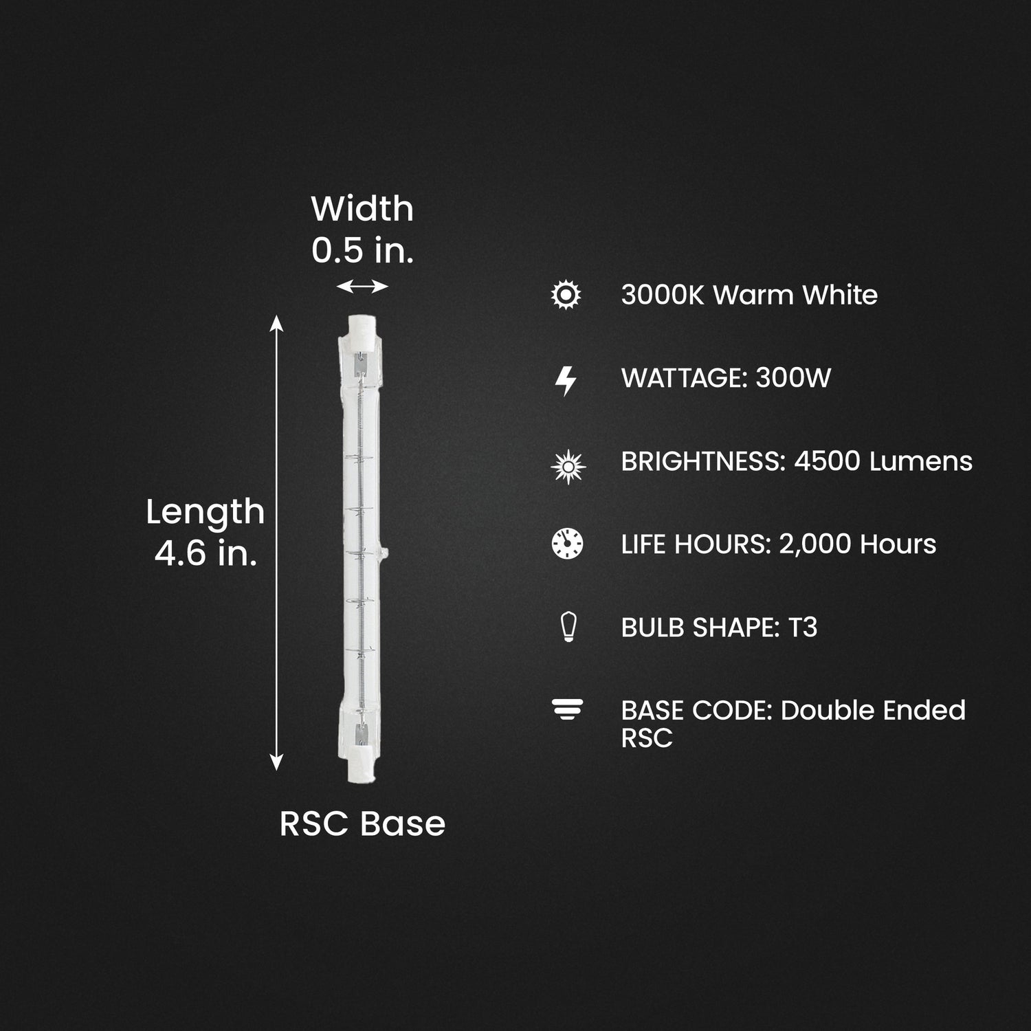300W T3 Halogen Light Bulb (2-Pack)
